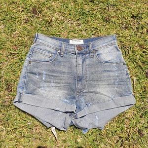 Fitted Denim Harlets Shorts Sz 